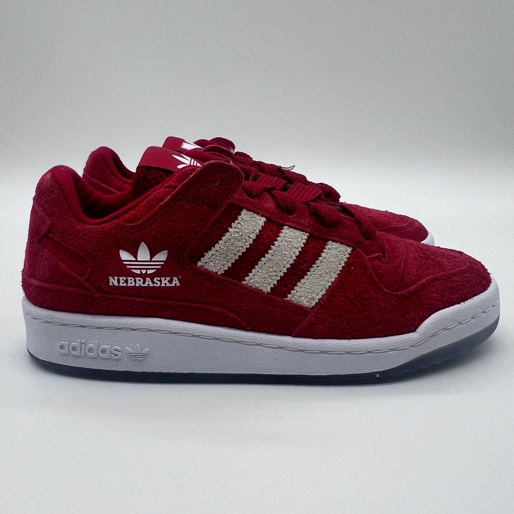 adidas Forum Low CL NCAA Nebraska Red White Suede Sneaker HQ7487 Mens 7